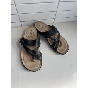 Taos Womens Black Perfect Sandals Size 6 Leather Comfort Strappy 14050